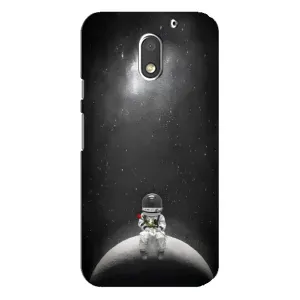 Силиконовый Чехол с принтом "Космонавты" на Motorola MOTO E3 (Космонавт романтик)
