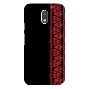Силиконовый Чехол на Motorola MOTO E3 (Красная Вышиванка)