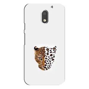 Чехол с леопардовым принтом на Motorola MOTO E3 (Леопард на белом)