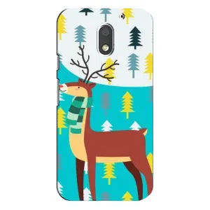 Силиконовый бампер с картинкой животных для Motorola MOTO E3 (Олень с шарфом)