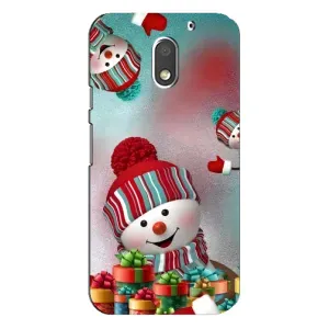 Чехлы на Новый Год Motorola MOTO E3 (Снеговик в шапке)