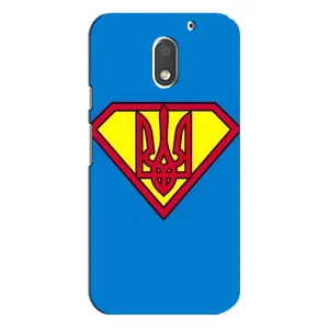 Чохол з картинкою (Патріотичний ГЕРБ) на Motorola MOTO E3 (Герб - супер герой)