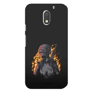 Силиконовый чехол с картинкой "Герой Pubg" на Motorola MOTO E3 (В огне)