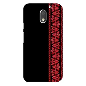Силиконовый Чехол на Motorola MOTO E3 с картинкой Вышиванки (Вышиванка на черном)