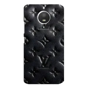 Текстурный Чехол Louis Vuitton для Моторола Мото Е4 (Черный ЛВ)