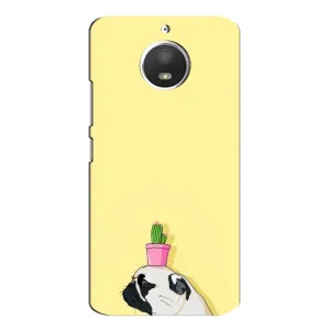 Бампер для Motorola MOTO E4 с картинкой "Песики" (Кактус на голове)