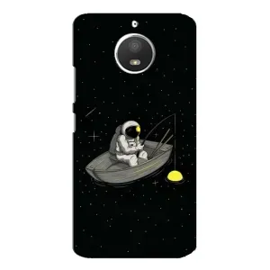 Силиконовый Чехол с принтом "Космонавты" на Motorola MOTO E4 (Космонавт на рыбалке)