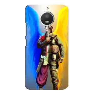 Чехол с картинкой (Патриотический КОЗАК) на Motorola MOTO E4 (Козак с крыльями)