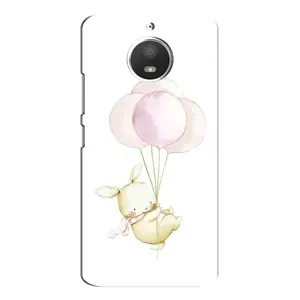 Силиконовый бампер с картинкой животных для Motorola MOTO E4 (Кролик и шарики)