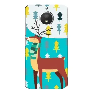 Силиконовый бампер с картинкой животных для Motorola MOTO E4 (Олень с шарфом)