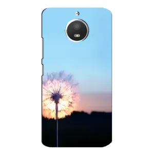 Силиконовый Чехол с одуванчиками на Motorola MOTO E4 (Закат с одуванчиком)