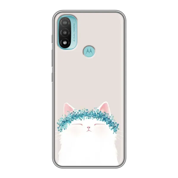 Чехол с рисунком «Белый котик» для Motorola MOTO E40 Чехол с рисунком «Белый котик» для Motorola MOTO E40