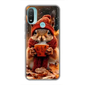 Друкований чохол 'Звірята з кавою' для Motorola MOTO E40 (Білка з кавою)