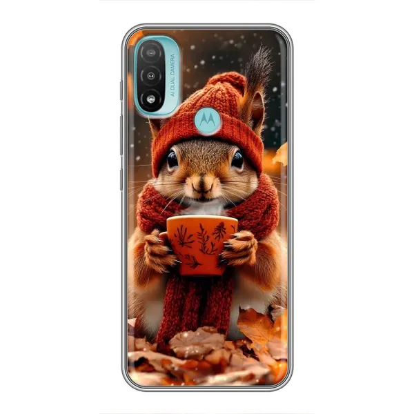 Чехол с рисунком «Белка с кофе» для Motorola MOTO E40 Чехол с рисунком «Белка с кофе» для Motorola MOTO E40