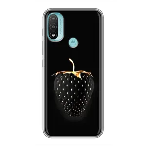 Чехол с изображением вкусной еды для Motorola MOTO E40 (Чёрная клубника)