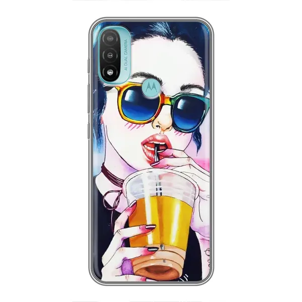 Чехол с рисунком «Девушка с коктейлем» для Motorola MOTO E40 Чехол с рисунком «Девушка с коктейлем» для Motorola MOTO E40