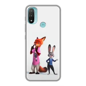Силиконовый чехол с принтом Зоотрополіс для Motorola MOTO E40 (Джуди и Ник)
