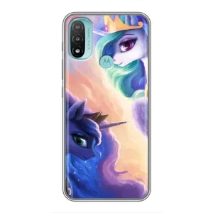 Чехол Unicorn на Motorola MOTO E40 (Единорожки на тучках)