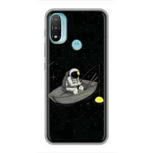 Силиконовый Чехол с принтом "Космонавты" на Motorola MOTO E40 (Космонавт на рыбалке)