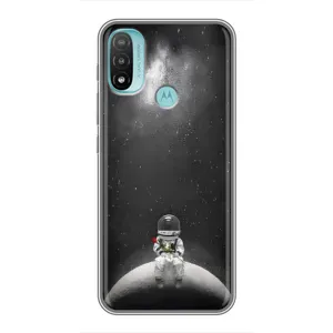 Силиконовый Чехол с принтом "Космонавты" на Motorola MOTO E40 (Космонавт романтик)