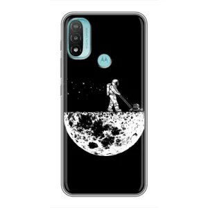 Силиконовый Чехол с принтом "Космонавты" на Motorola MOTO E40 (Космонавт)