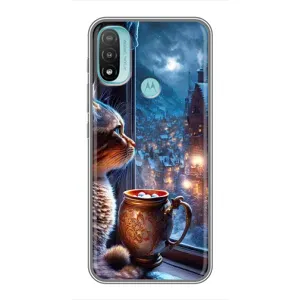 Чехлы на Новый Год Motorola MOTO E40 (Кот новогодний)