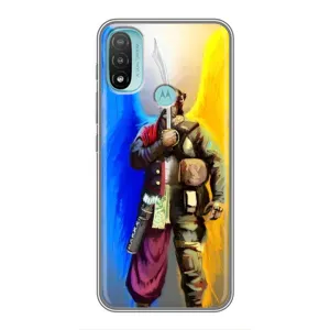 Чехол с картинкой (Патриотический КОЗАК) на Motorola MOTO E40 (Козак с крыльями)
