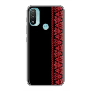 Силиконовый Чехол на Motorola MOTO E40 (Красная Вышиванка)