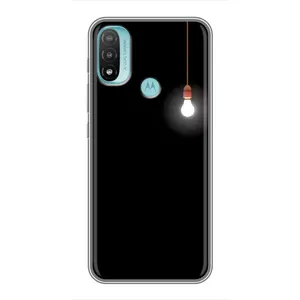Чехол с картинками на черном фоне для Motorola MOTO E40 (Лампочка)