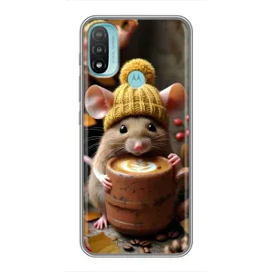 Друкований чохол 'Звірята з кавою' для Motorola MOTO E40 (Мишка з кавою)