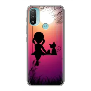 Девчачий Чехол для Motorola MOTO E40 (На качели)