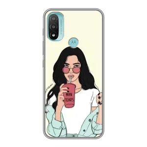 Силіконовый Чохол на Motorola MOTO E40 з картинкой Модных девушек (З напоєм)