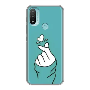 Чехлы (Знак сердечка) на Motorola MOTO E40 (Сердечко на бирюзовом)