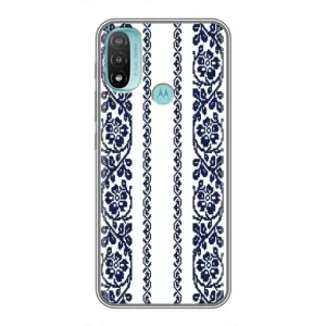 Силиконовый Чехол на Motorola MOTO E40 с картинкой Вышиванки (Синяя вышиванка)