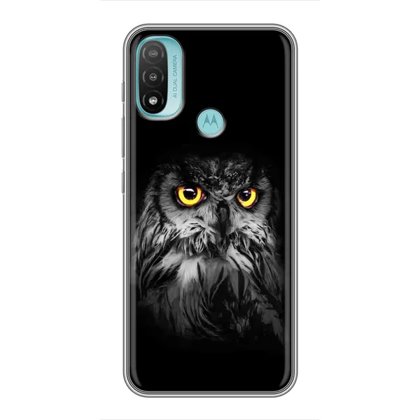 Чехол с рисунком «Сова на чёрном» для Motorola MOTO E40