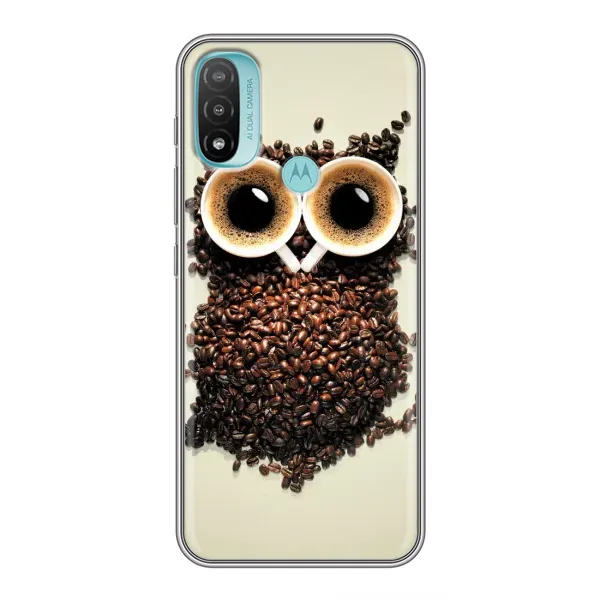 Чехол с рисунком «Сова с зерен кофе» для Motorola MOTO E40