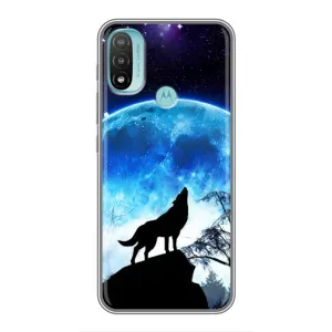 Чохол з Вовком на Motorola MOTO E40 (Виє на місяць)