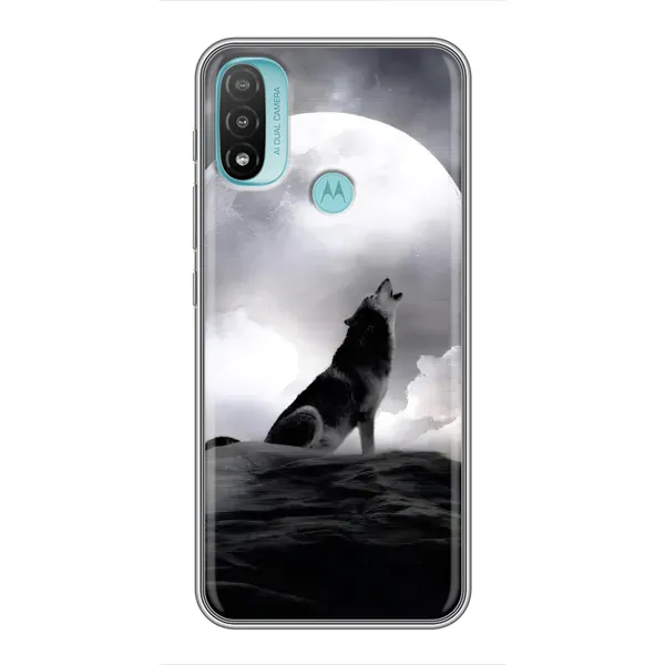 Чехол с рисунком «Волк и луна» для Motorola MOTO E40 Чехол с рисунком «Волк и луна» для Motorola MOTO E40