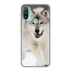 Чохол з Вовком на Motorola MOTO E40 (Вовк біжить по снігу)
