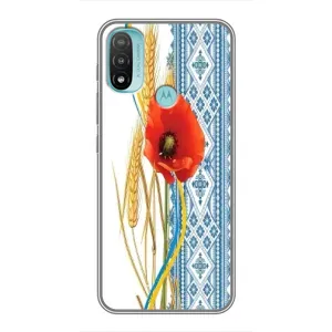Силиконовый Чехол на Motorola MOTO E40 с картинкой Вышиванки (Вышиванка с цветком)