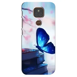 Силіконовий бампер з картинкою звірів для Motorola MOTO E7 Plus (Метелик синій)
