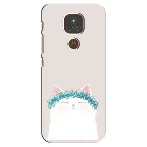 Чехол на тематику: Коты для Motorola MOTO E7 Plus (Белый котик)