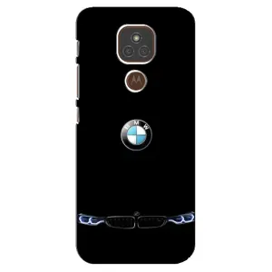 Силиконовый бампер с картинкой машины на Motorola MOTO E7 Plus (Черный BMW)