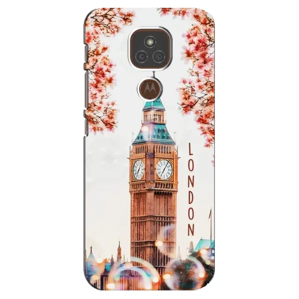 Чехол с рисунком «Часы Лондон» для Motorola MOTO E7 Plus