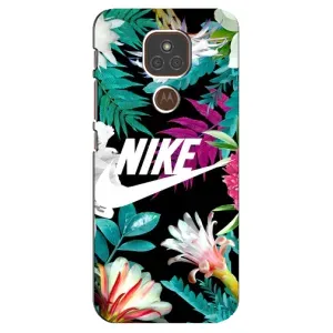 Силіконовый Чохол на Motorola MOTO E7 Plus з картинкою НАЙК (Квітковий Nike)