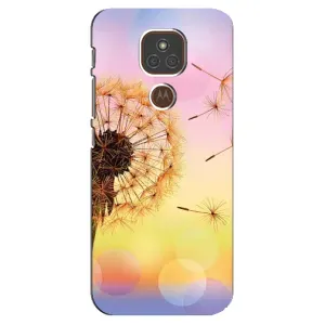 Силиконовый Чехол с одуванчиками на Motorola MOTO E7 Plus (Цветок-одуванчик)