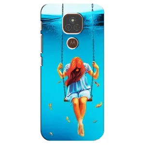 Чехол Стильные девушки на Motorola MOTO E7 Plus (Девушка на качели)
