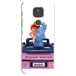 Силиконовый Чехол на Motorola MOTO E7 Plus с картинкой Стильных Девушек (Девушка на машине)