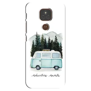 Силиконовый бампер с картинкой машины на Motorola MOTO E7 Plus (Домик на колесах)