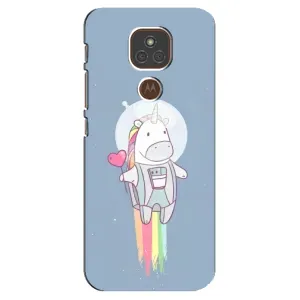 Чехол Unicorn на Motorola MOTO E7 Plus (Единорог космонавт)